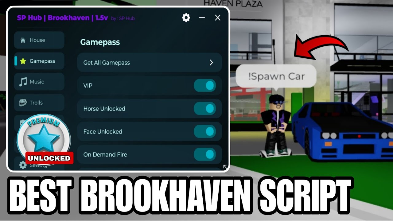 Brookhaven Script SP Hub Разблокировка премиум-игрового пропуска | ROBLOX СКРИПТ
