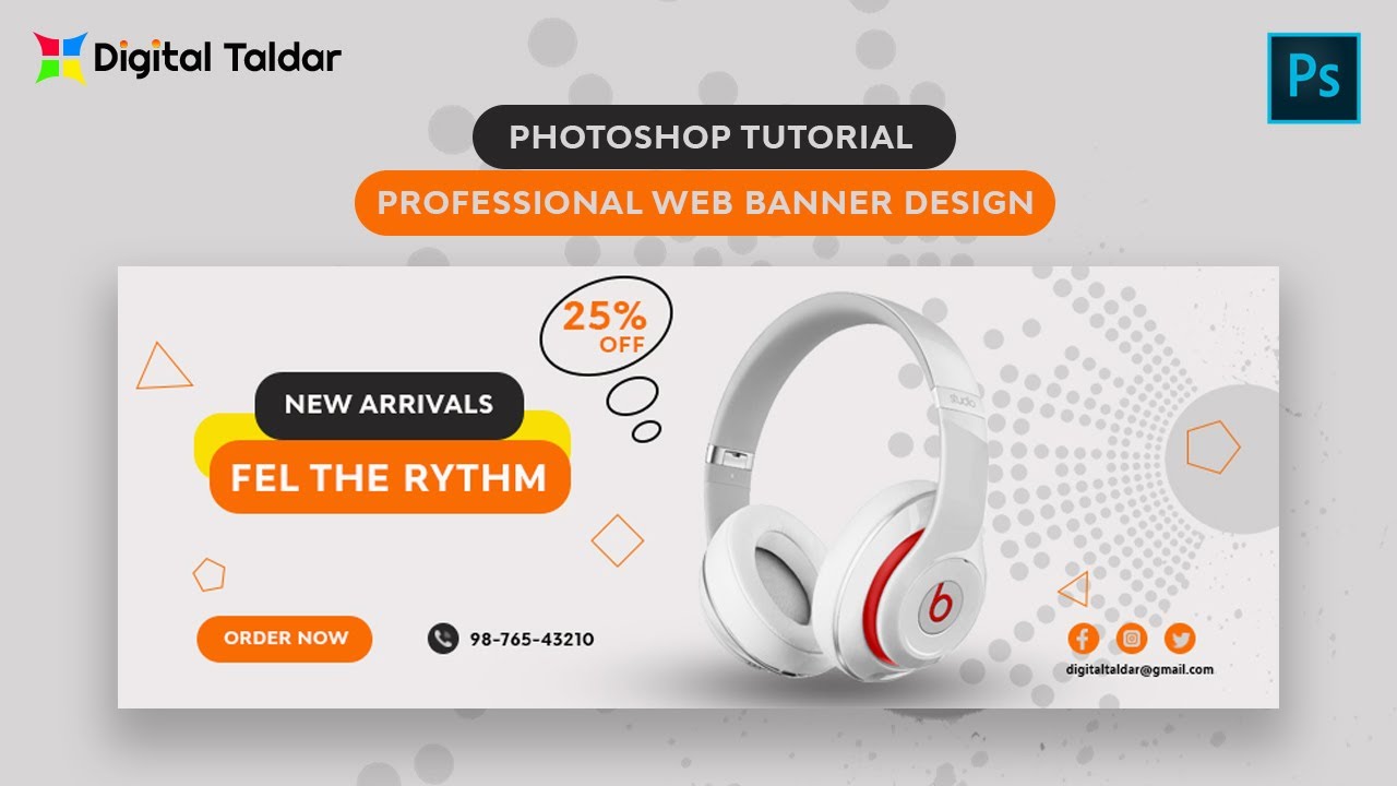 Professional Web Banner (Hero Image ) Design Tutorial | Photoshop CC