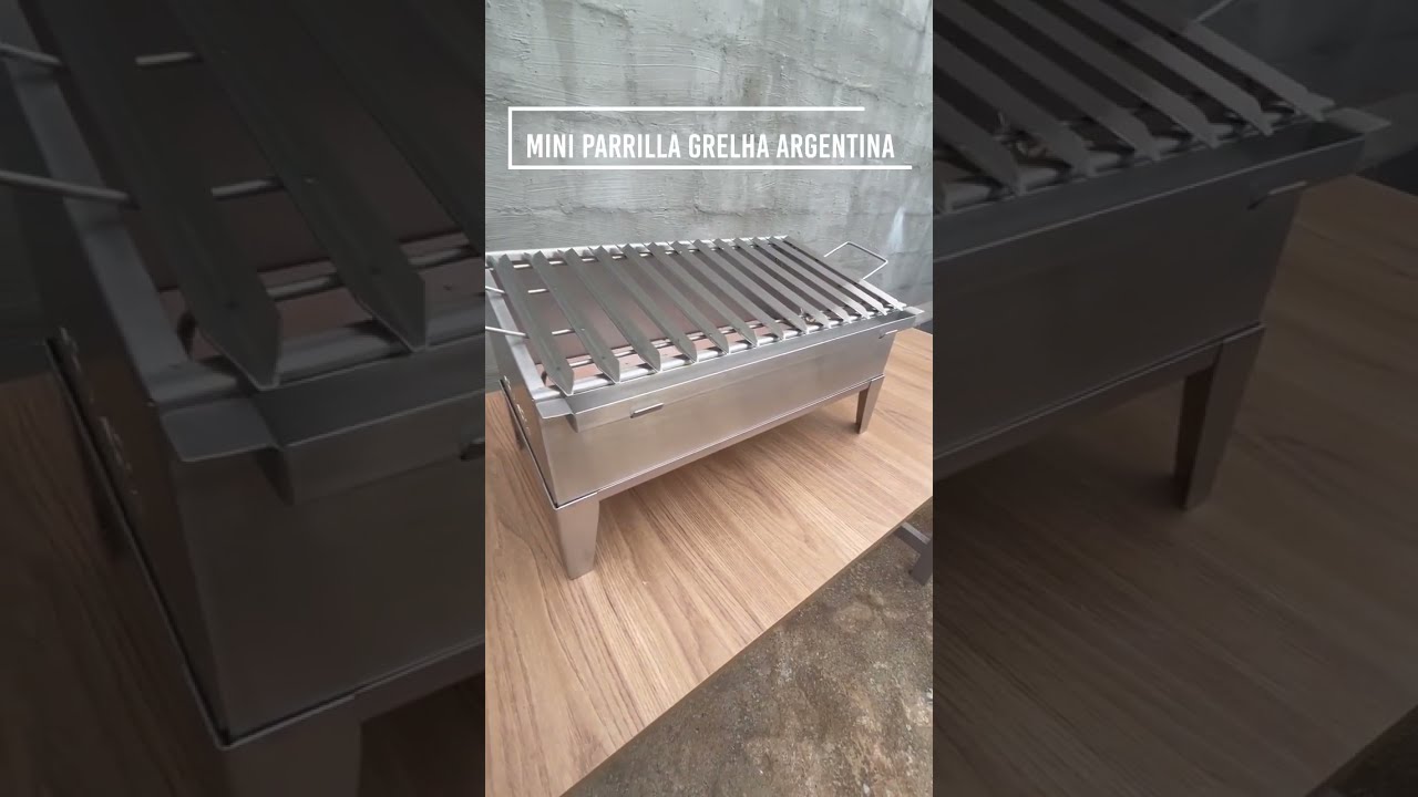 Mini Parrilla Grelha Argentina Inox Movinox + Tijolos Refrat&aacute;rios