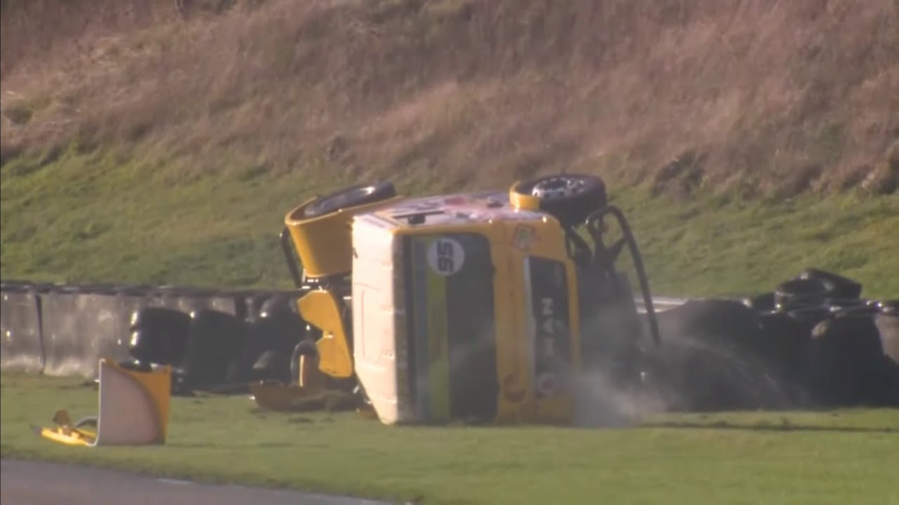 British Truck Racing Championship 2020. Thruxton Race Circuit. Huge Crashes