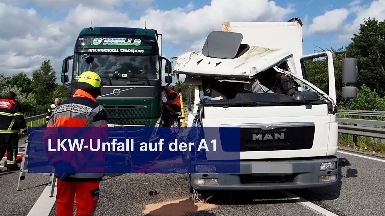 Schwerer Lkw-Unfall auf der A1 bei Scharbeutz: Beifahrer in Lebensgefahr, Autobahn gesperrt