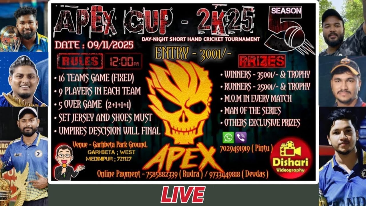 GARHBETA APEX CUP 2K25 🏆 (Shorthand Cricket) LIVE LINK-2
