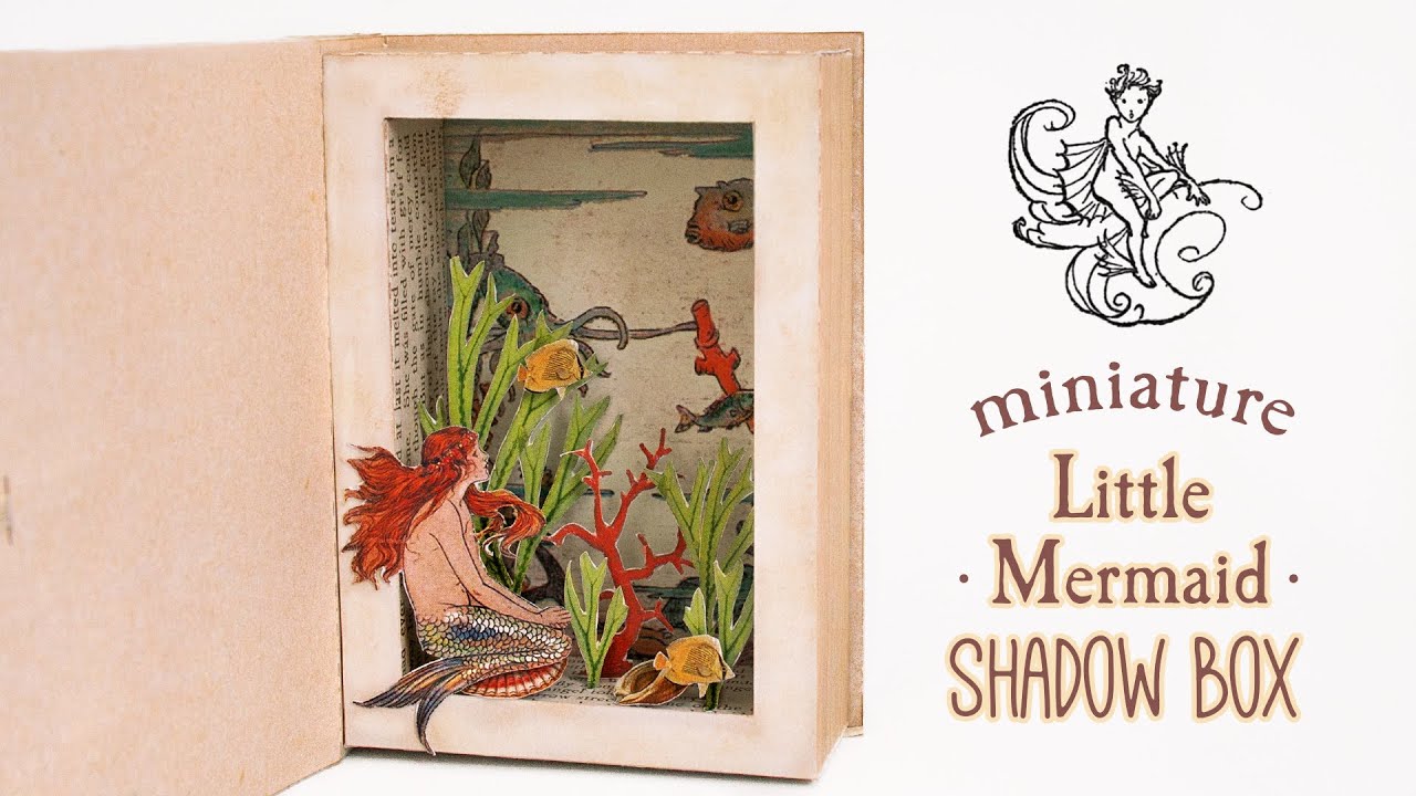 Little Mermaid Shadow Box, Miniature Fairy tale book (papercraft scrap booking)