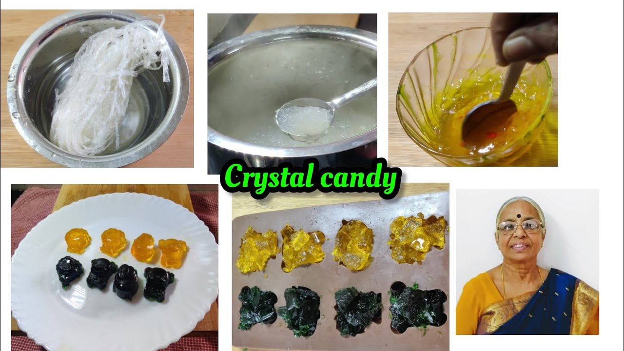 asmr crystal candy||edible crystal candy||Agar agar recipe||china grass recipe||மொறு மொறு கடல்பாசி