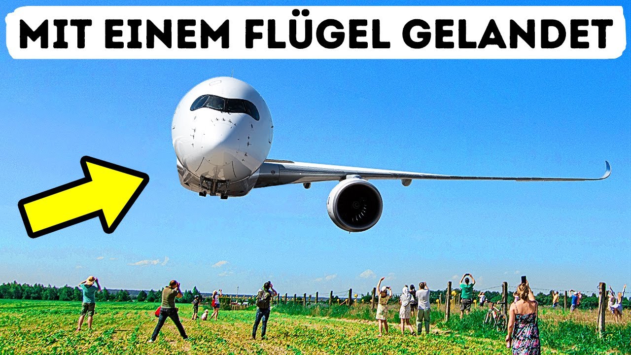 Flugzeug Landete Mit Nur Einem Flügel