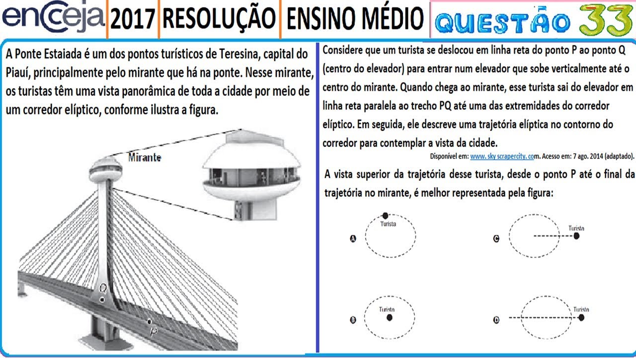 ENCCEJA 2017 Matemática Questão 33 resolução Exame Nacional Certificação Competências Jovens Adultos