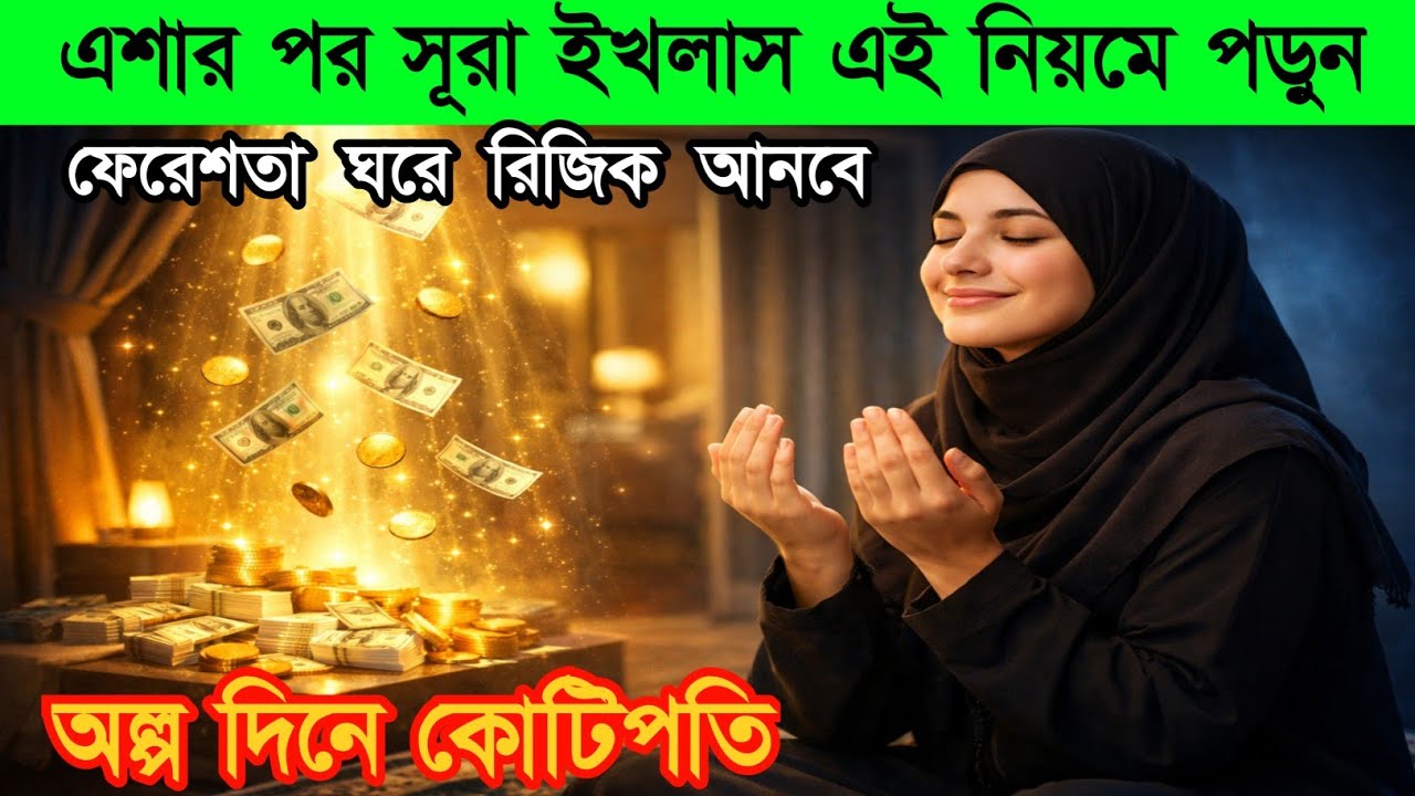 📌এশার পর সূরা ইখলাস এই নিয়মে পড়ুন—ফেরেশতা ঘরে রিজিক আনবে! অল্প দিনে কোটিপতি?