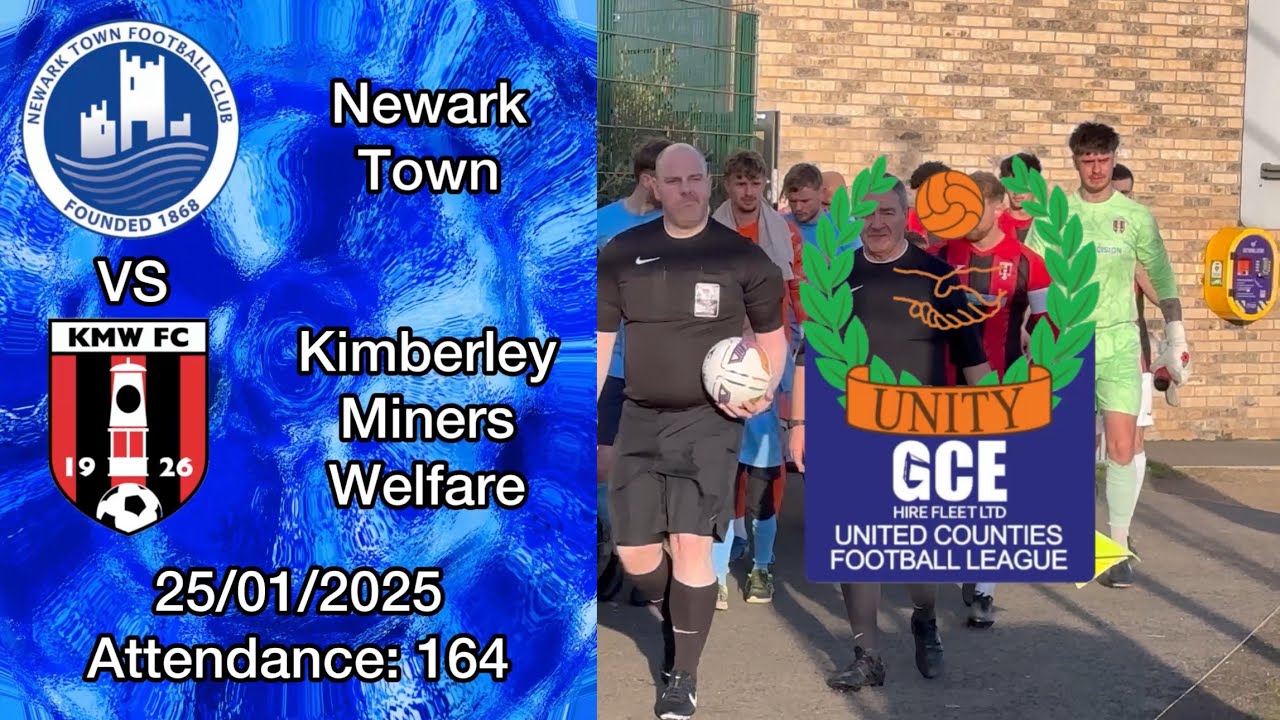 Newark Town 2-2 Kimberley Miners Welfare, United Counties Premier Division North, 25/01/2025.