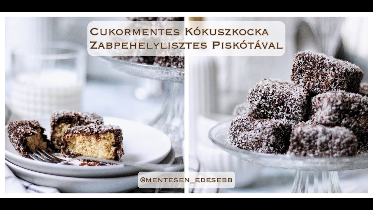 Cukormentes Kókuszkocka, Zabpehelylisztes Piskótával - @mentesen_edeseb