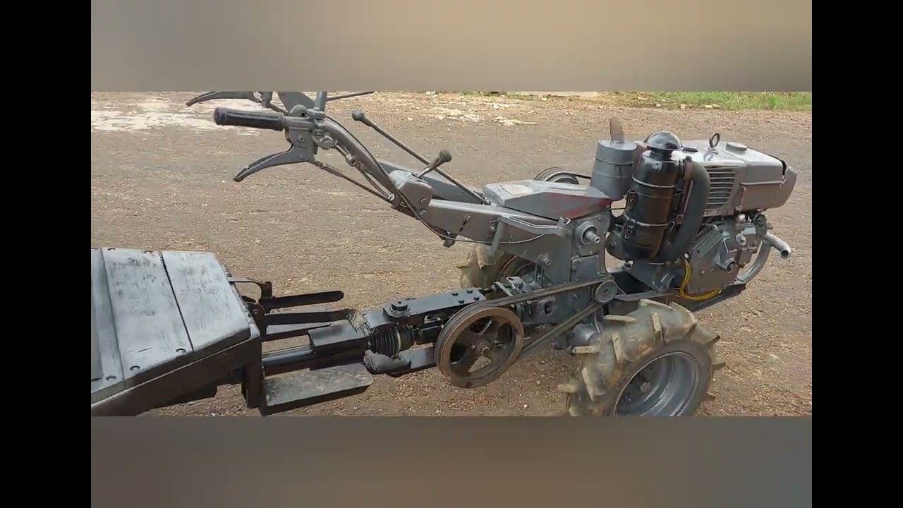 #Carretinha com eixo de chevette no micro trator yanmar