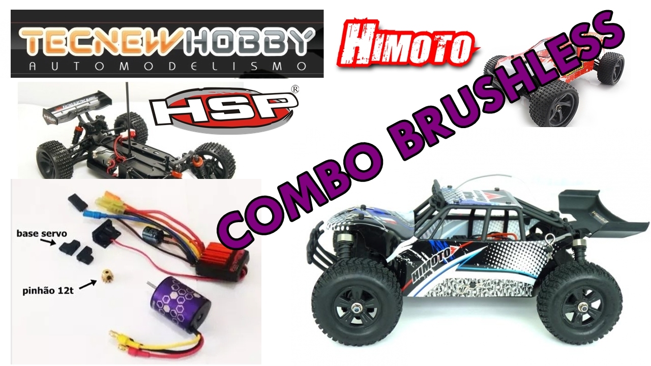 Upgrade motor e ESC Brushless em himoto 1/18 serve também para traxxas, HSP, e turnigy