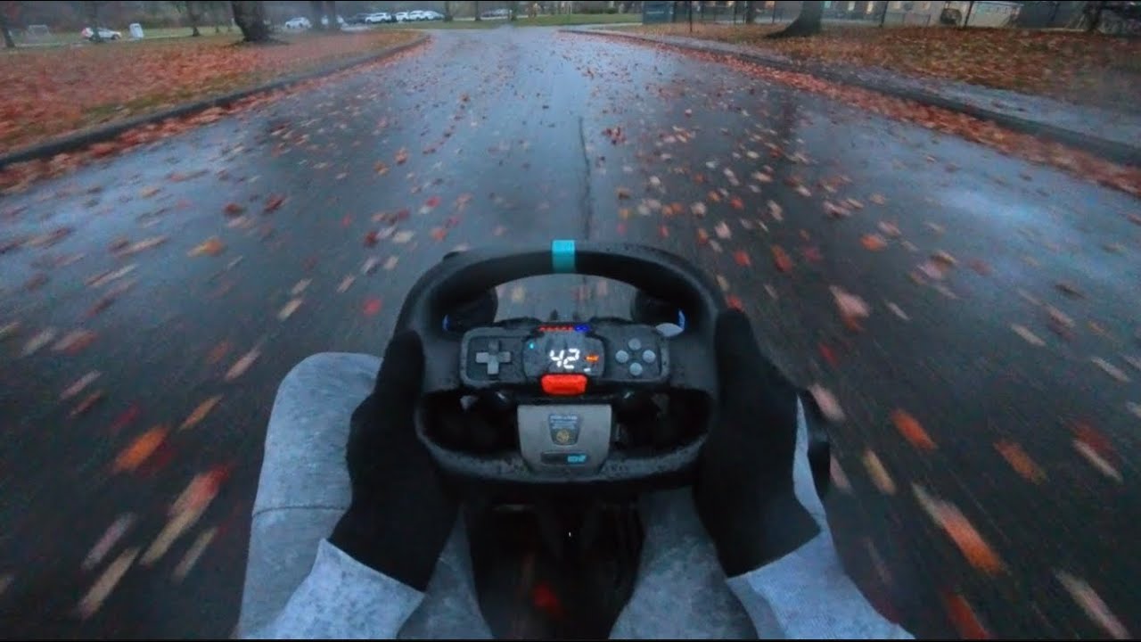Driving a Go Kart on the Street in the Rain 