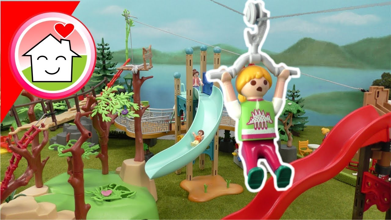 Playmobil Familie Hauser auf dem Abenteuerspielplatz - Geschichte mit Anna und Lena