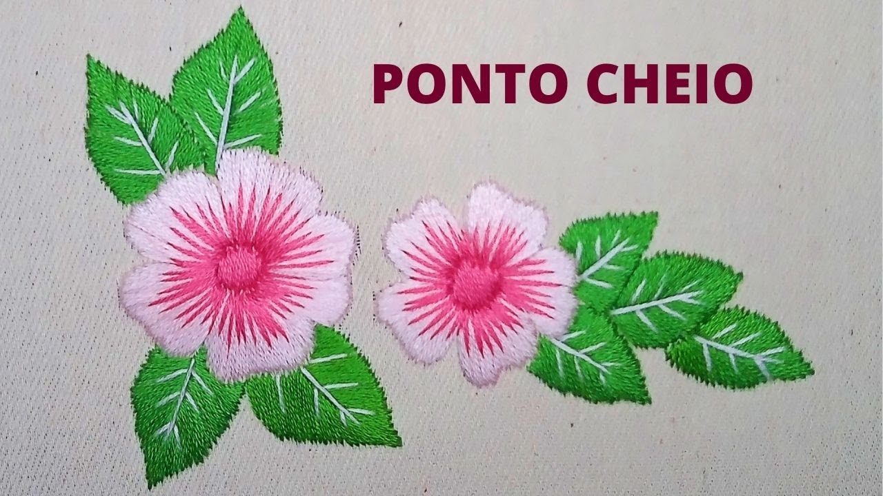 Passo a passo FLORES em PONTO CHEIO bordado a mão🌹 Bordado para iniciantes