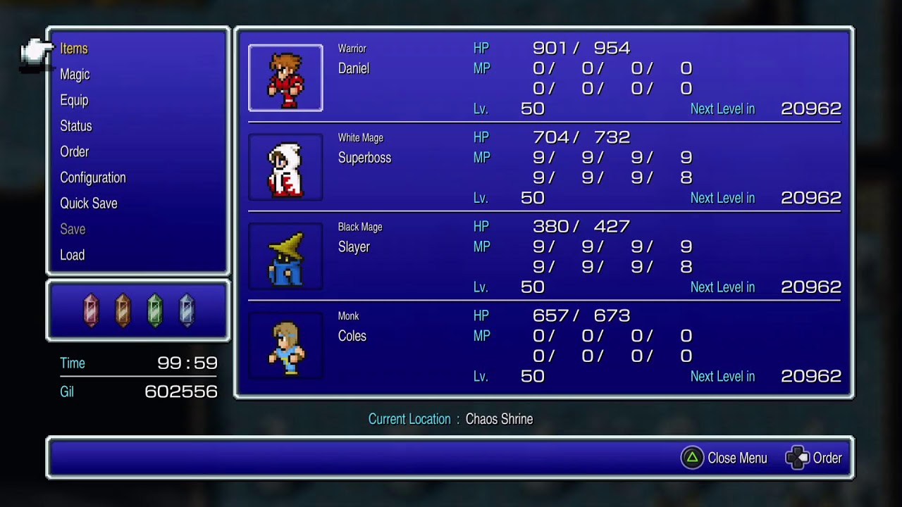 Final Fantasy I 1 Level 99 Before The First Boss - Pixel Remaster