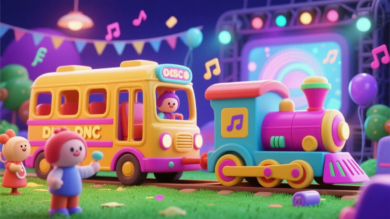 Toy Bus & Train Disco Party Song 🚌🚂🎉 | Fun Dance Song for Kids