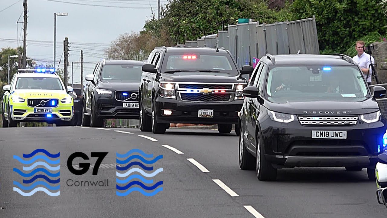 G7 Summit - Boris Johnson & Other World Leaders Being Escorted - Carbis Bay - Cornwall
