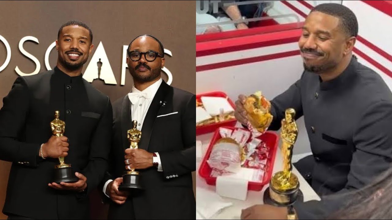 Michael B Jordan Pulls Up To In n Out Burger With Oscar Award After Him & Ryan Coogler Sinners Win