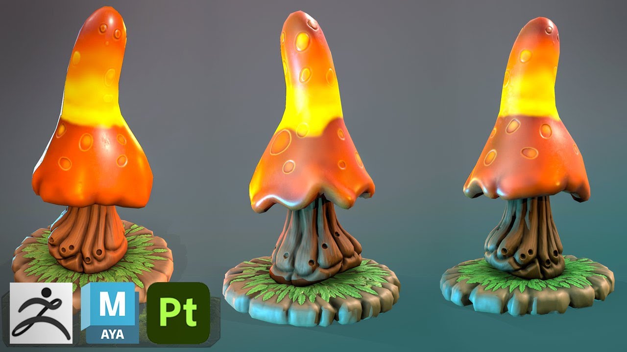 Stylized Mushroom with Autodesk Maya, Zbrush, and Substance 3D Painter