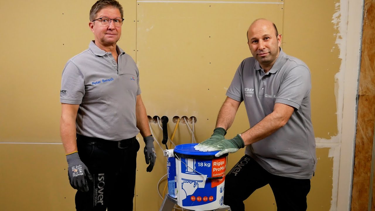 Rigips RigiRaum - zweite Lage Gipskartonplatten verspachteln ✔ ISOVER live ★ Web TV für Handwerker