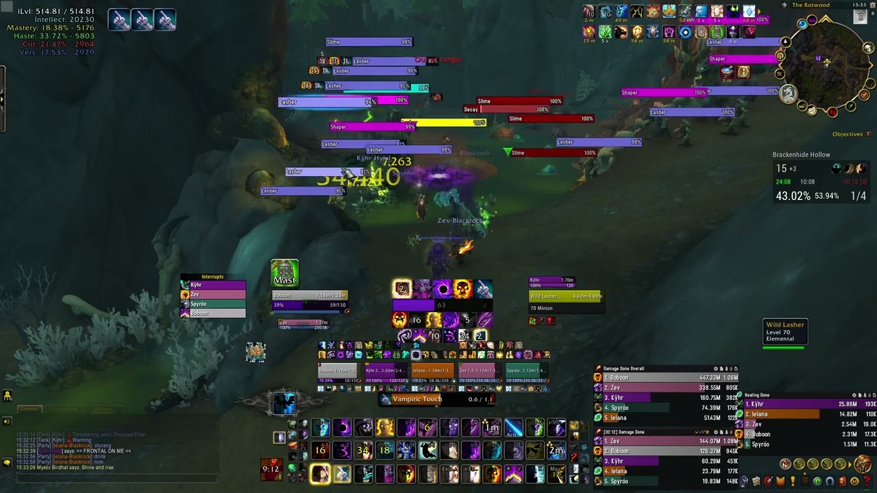 Shadow Priest POV. M+ Brackenhide Hollow +15 765K Overall DPS!