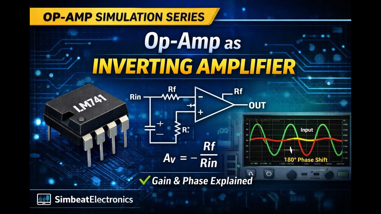 Inverting Amplifier Using Op-Amp (LM741) | Proteus