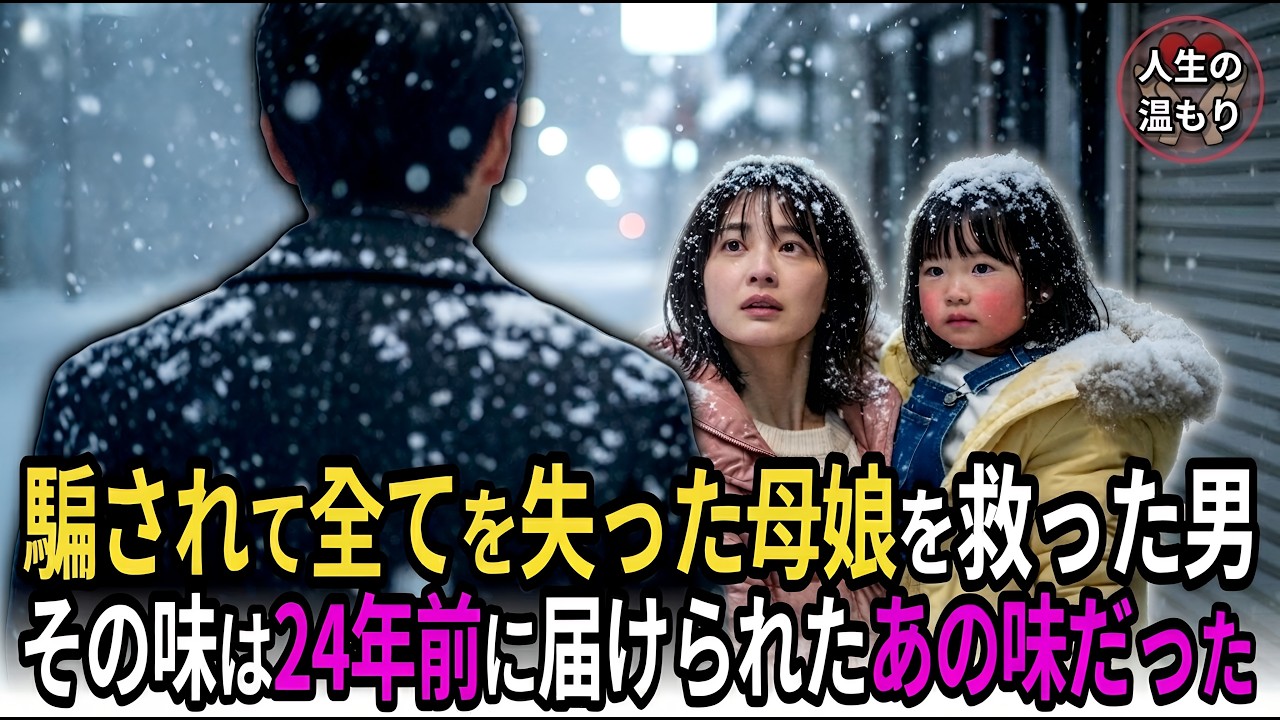 大雪の夜「ママ、あれ…わたあめみたい」→凍える母娘を助けた男が、後日マドレーヌを一口食べて手が止まった。24年前と同じ味だった【感動する話】