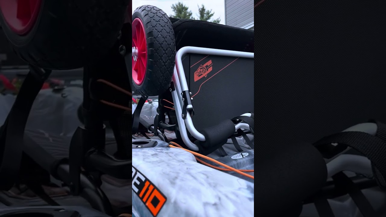 12V linear actuator arm steering a trolling motor on a kayak
