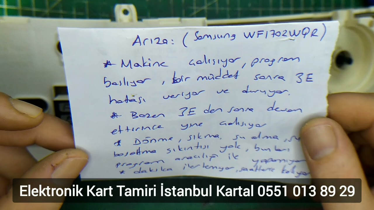 Samsung çamaşır makinesi 7 kg elektronik kart tamiri, arada çalışıyor ve 3e hatası veriyor arızası