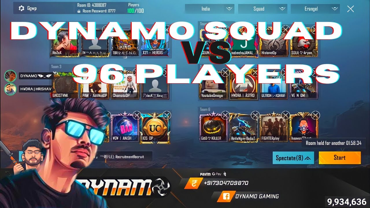 Dynamo Squad VS 96 Players Custom Room Full Intense and Funny Fight   34 Kills Full Domination