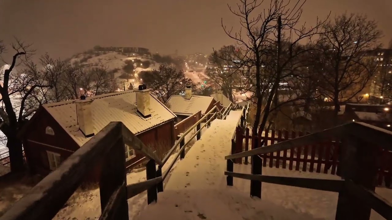 ⭐ Snowy Old Town Walk • Stockholm at Night ❄️✨ (4K) 