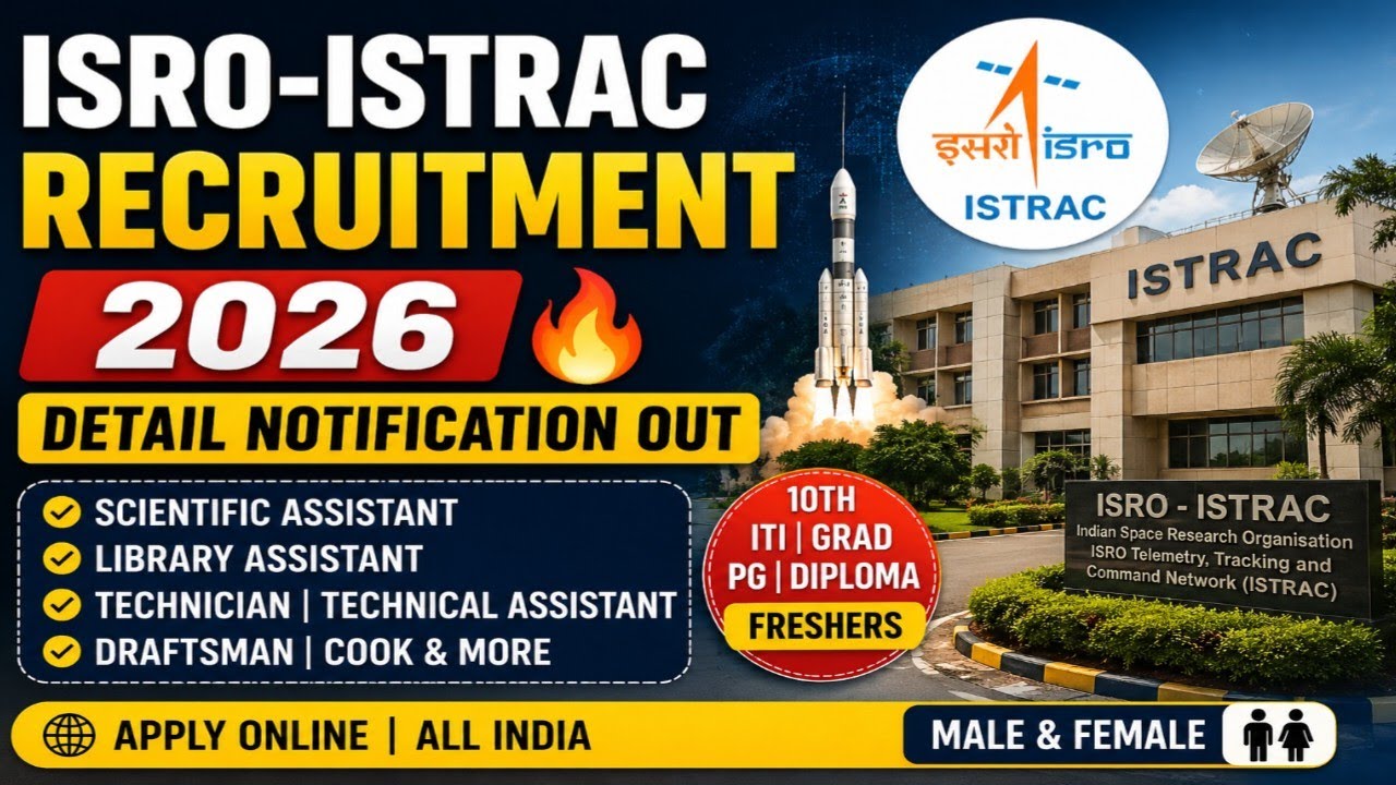ISRO-ISTRAC Recruitment 2026 Out 📢 Permanent Central Govt Jobs| All India Freshers Eligible 
