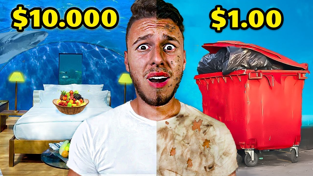 Supraviețuiesc &Icirc;n Vacanță De $1 VS $10,000 !