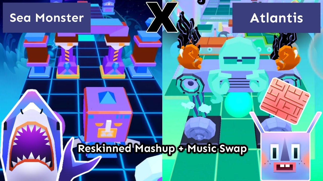 Rolling Sky - Monster City X The Sea (Reskinned/Retextured Mashup + Music Swap)