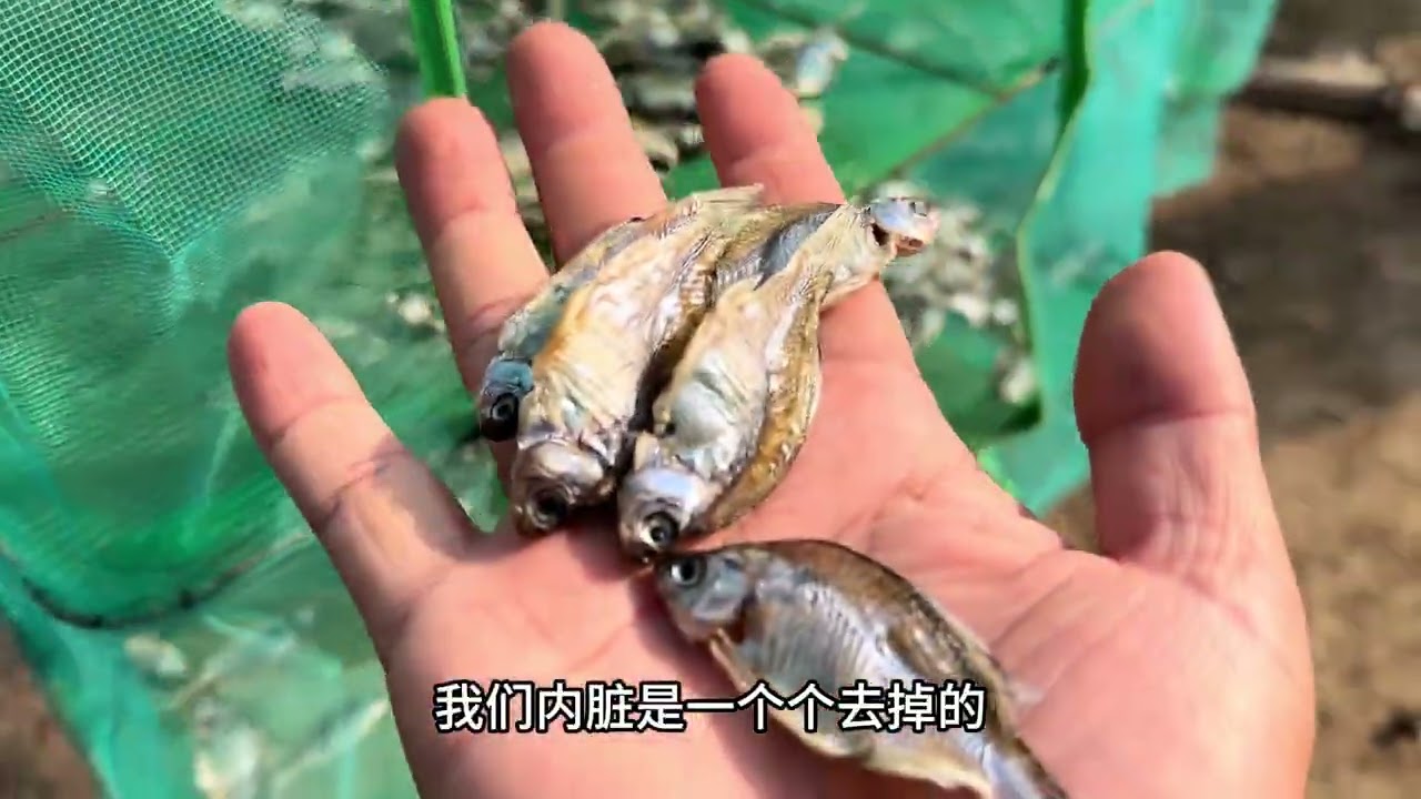 农村小伙赶集收的河鱼，经过手工腌制晾晒，老味道的乡村美食出炉 #农村美食 #乡村美食 #三农 #农村生活 #鱼干