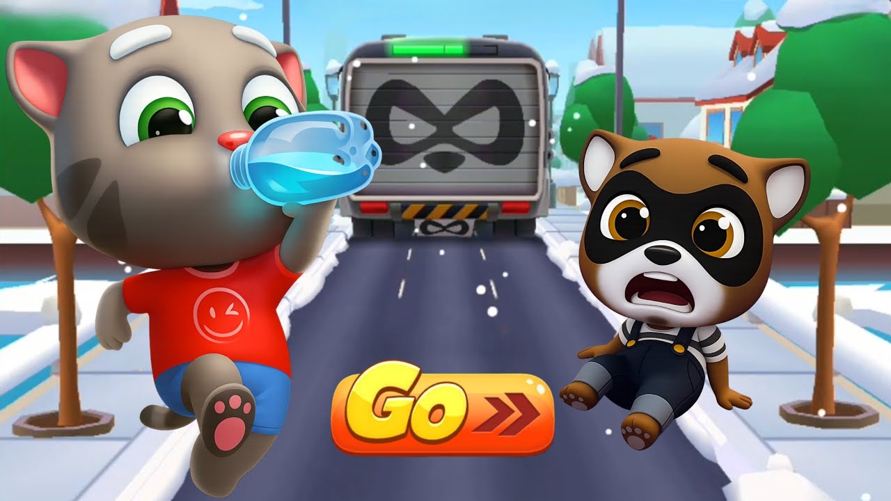 Talking Tom Gold Run New Update - Talking Tom vs Raccoon Boss Fight in Polar Adventure | Funny Race