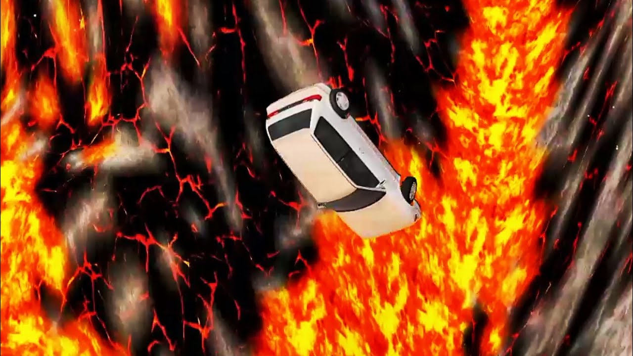OPEN BRIDGE CRASHES OVER LAVA (JUMPING INTO VOLCANO CRASHES) - BeamNg.drive