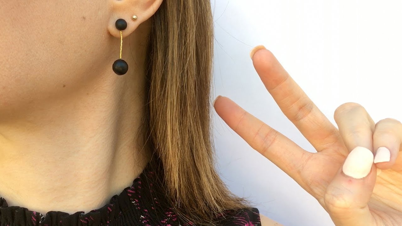 DIY Black Beads and Chain Drop Earrings