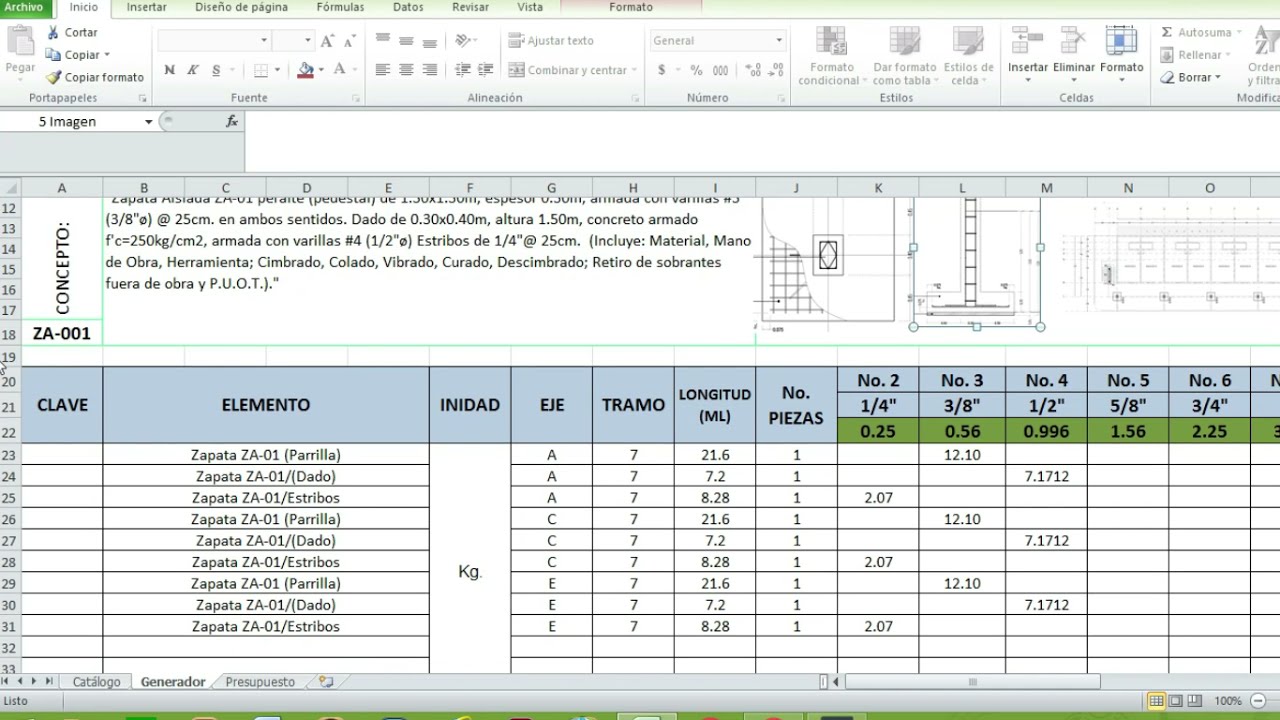 GENERADOR Zapata Aislada Formato Excel 2021