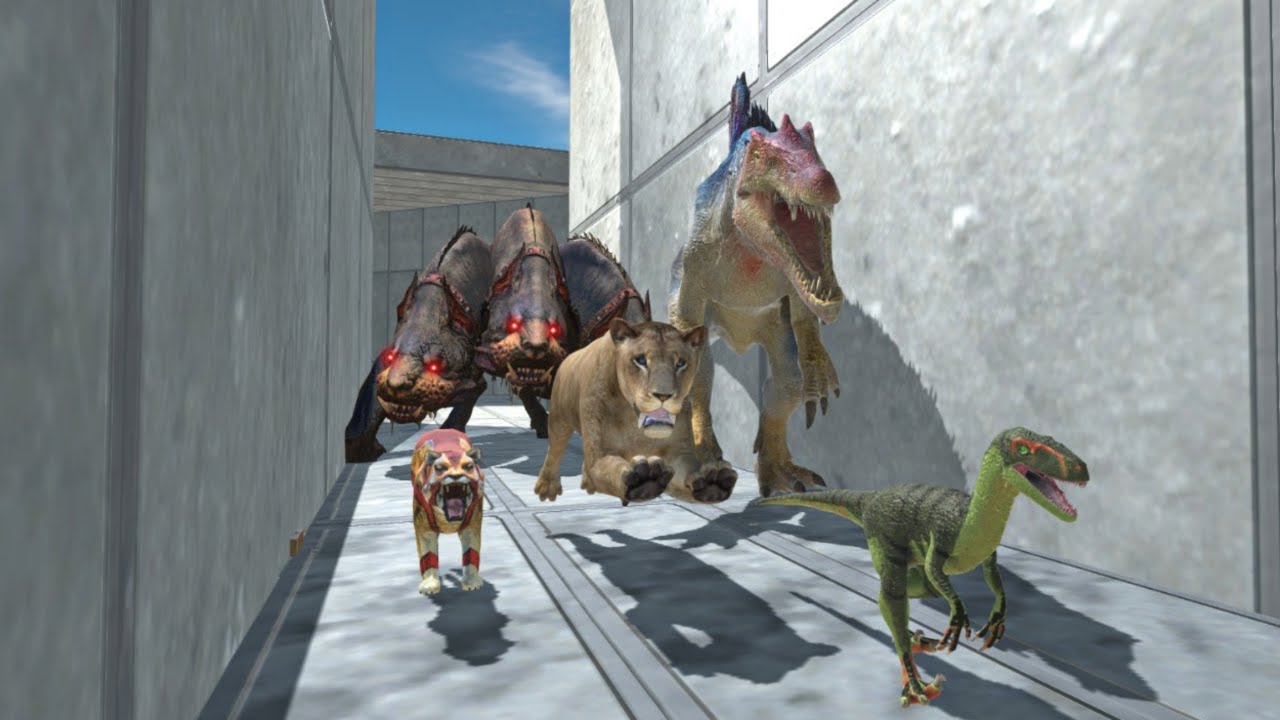 ESCAPE MONSTER THREE DOG IN NEW WHITE TUNNEL OF DEATH!! - Animal Revolt Battle Simulator