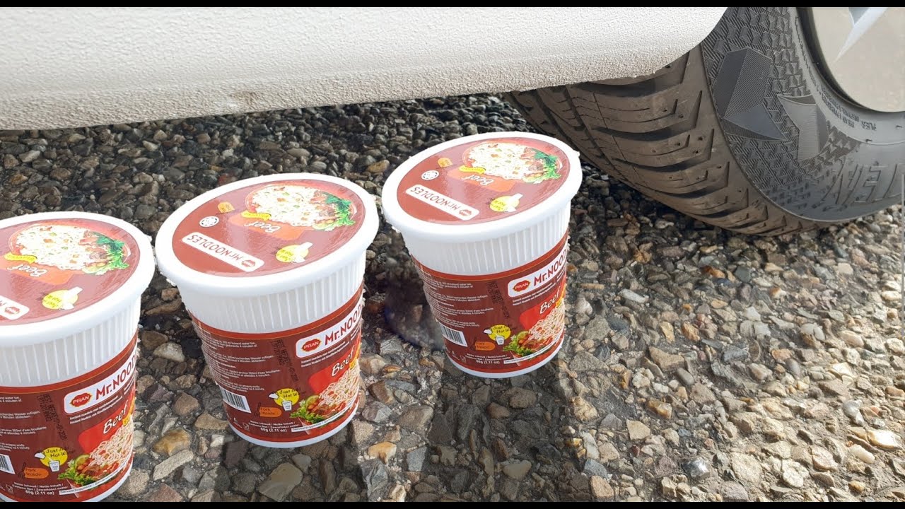 Crushing Crunchy & Soft Things by Car! EXPERIMENT: Noodles VS Car