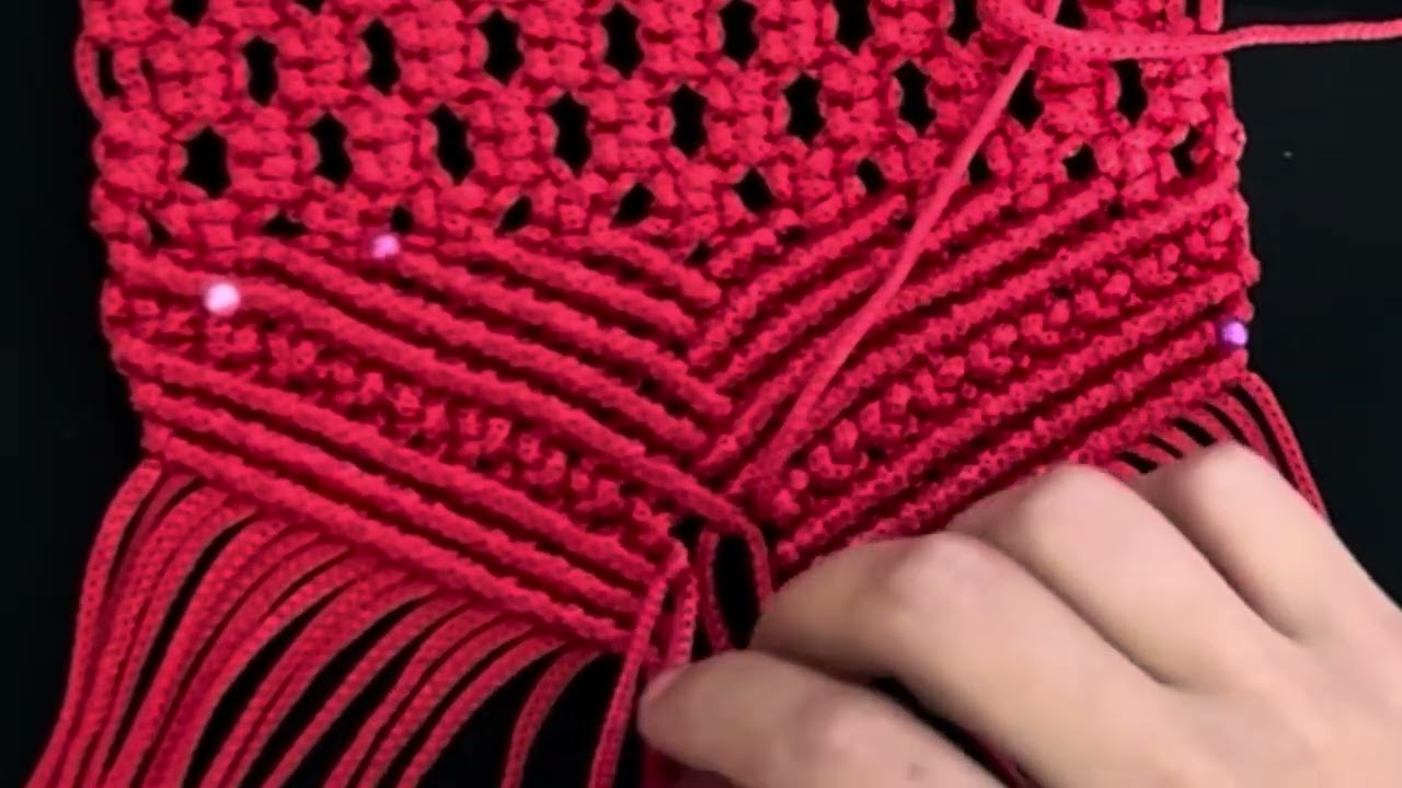 Handmade Macrame Crossbody & Waist Bag | Red and Black Design