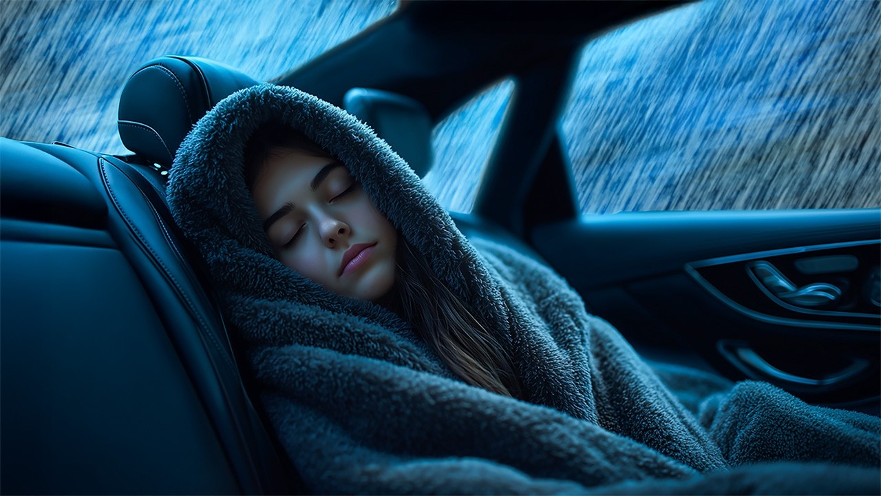 Intense Heavy Rainstorm on Car Roof | Sleep, Relaxation and Deep Night Calm Rain Ambience