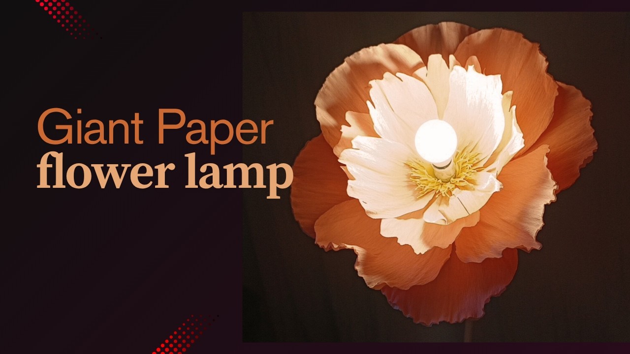 DIY Idea Giant Paper Flower with Light | Hanging or Standing Flower Lamp #crepepapercrafts