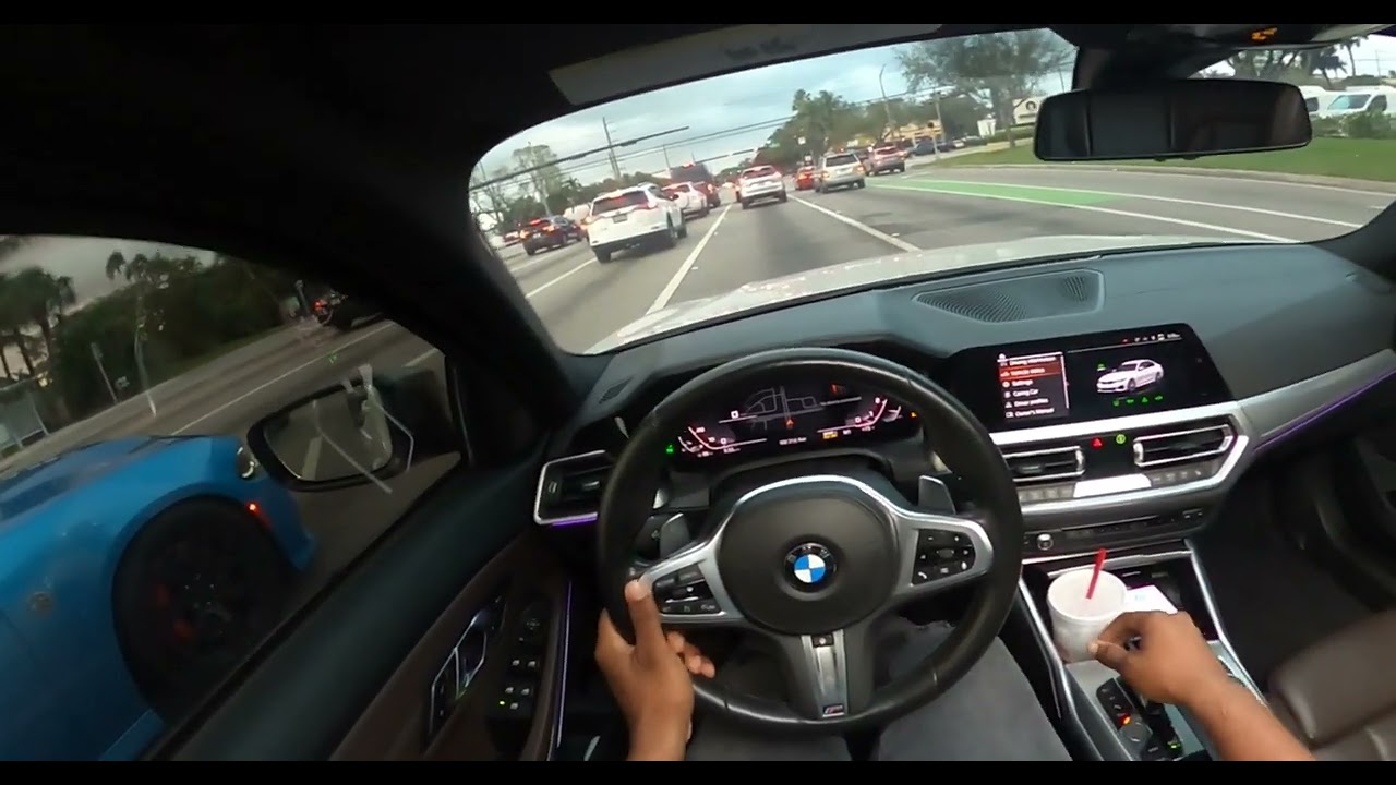 Разгоняем BMW M340I 2020 года до предела. Вид от первого лица и дрифт во время гонок на Hellcat, ...