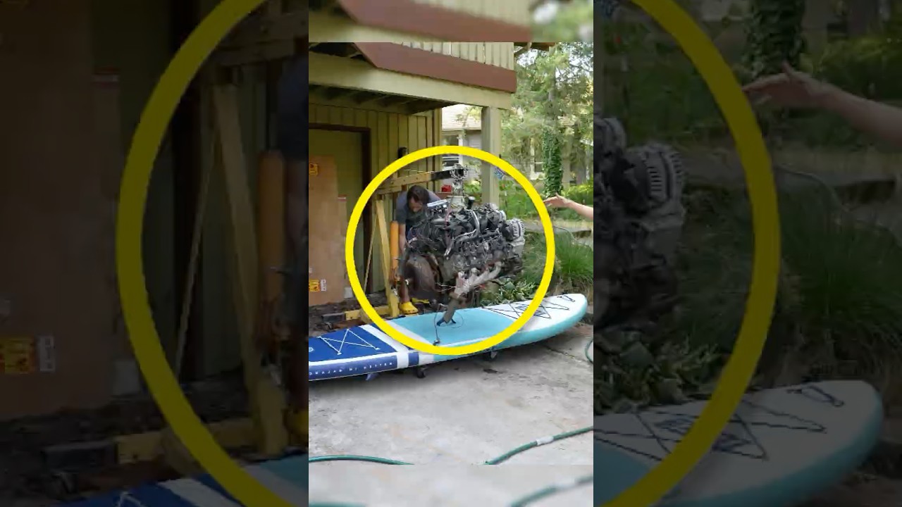 V8 engine in a paddleboard #motorv8