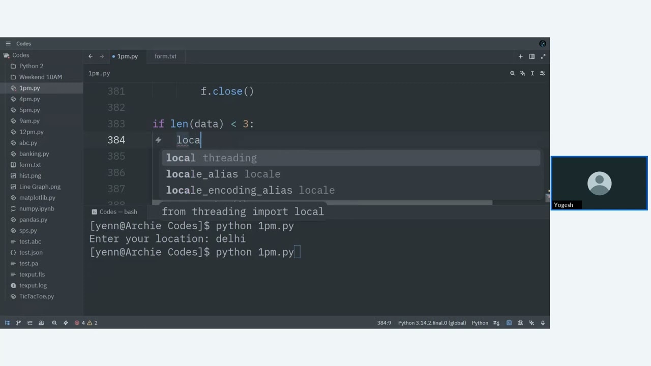 Python 1 PM Batch Json Handling Trainng : Session 15