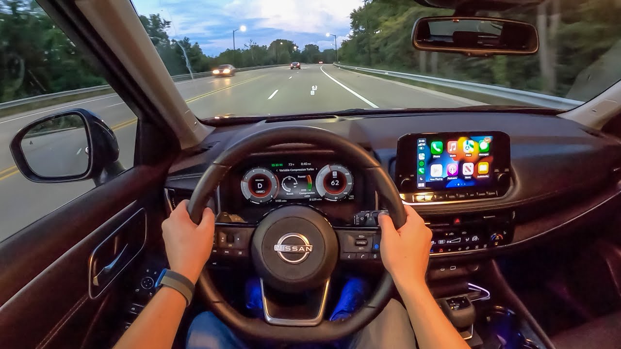 2022 Nissan Rogue Platinum 3cyl - POV Night Drive (Binaural Audio)