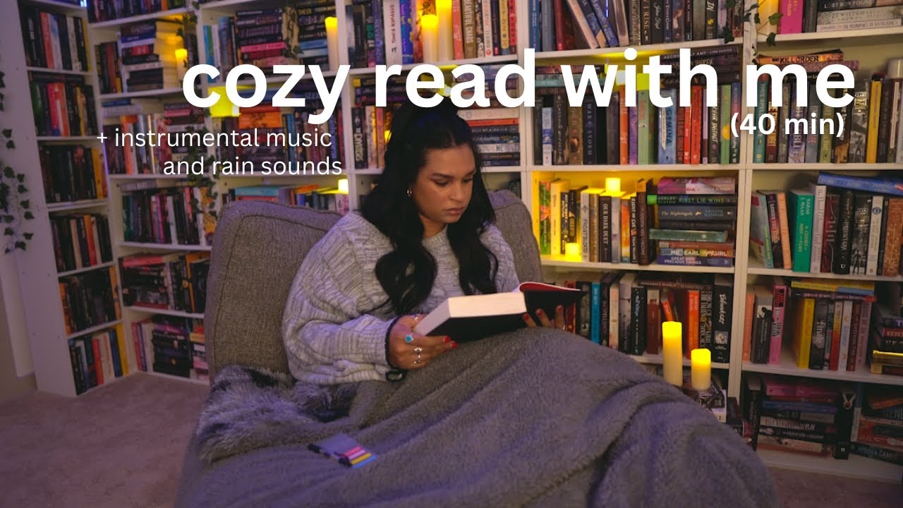 cozy read with me (rain sounds and instrumental music) | bookmas day 5