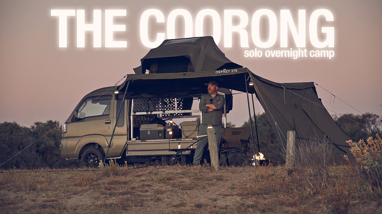 Solo Camping in My Kei Truck Overland Setup | Rooftop Tent & Awning Test at The Coorong